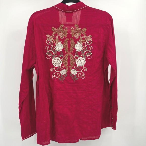 Ariat Womens XXL Red Embroidered Western Snap Front Shirt Fitted, Long Sleeve - Picture 2 of 11